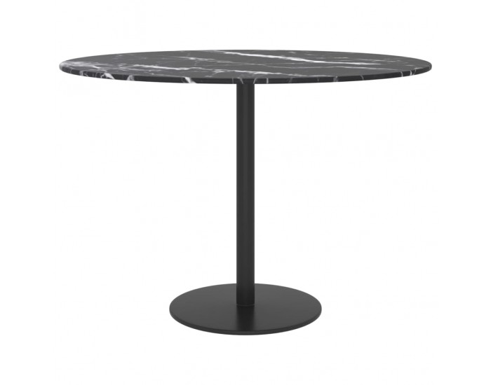 Sonata H Плот за маса черен Ø60x0,8 см закалено стъкло с мраморен дизайн