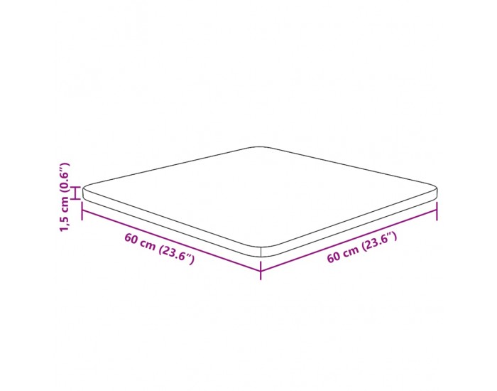 Sonata H Квадратен плот за маса, светлокафяв, 60x60x1,5 см, дъб масив