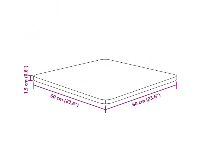 Sonata H Квадратен плот за маса, тъмнокафяв, 60x60x1,5 см, дъб масив