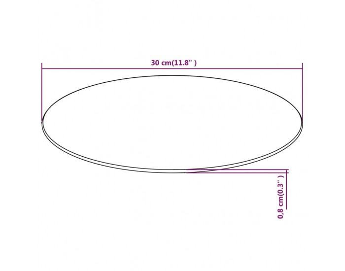 Sonata H Темпериран стъклен плот за кръгла маса, 300 мм