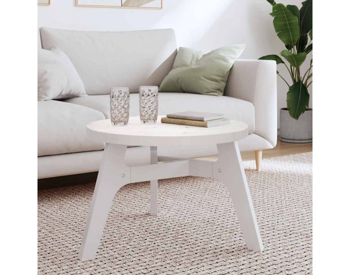 Sonata H Плот за маса, кръгъл, бял, Ø60x3 см, бор масив