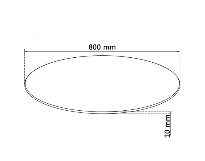 Sonata H Темпериран стъклен плот за кръгла маса, 800 мм