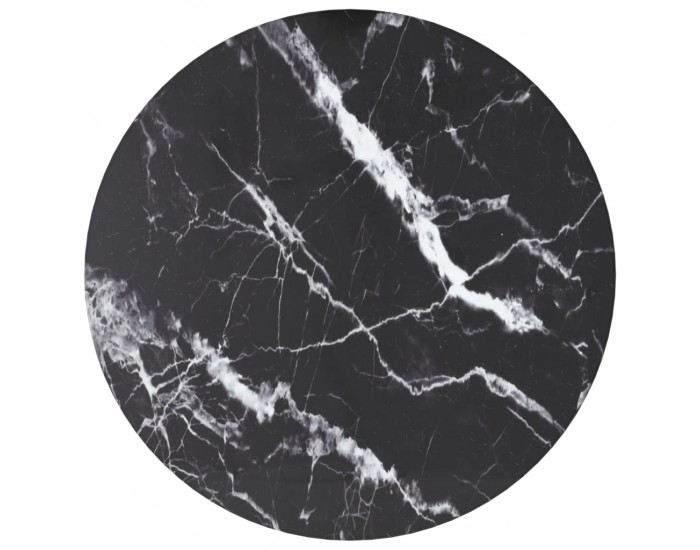 Sonata H Плот за маса черен Ø30x0,8 см закалено стъкло с мраморен дизайн