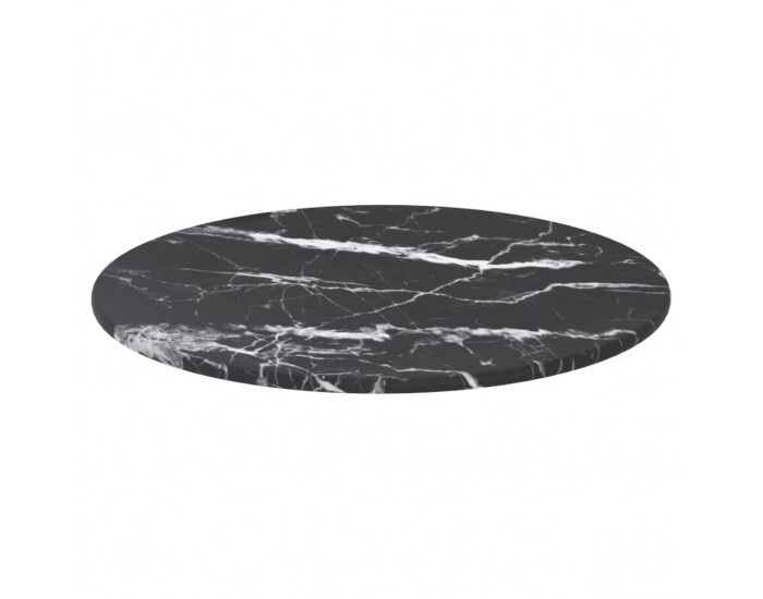 Sonata H Плот за маса черен Ø30x0,8 см закалено стъкло с мраморен дизайн