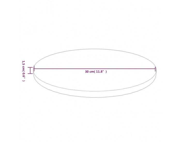 Sonata H Кръгъл плот за маса тъмнокафяв Ø30x1,5 см обработен дъб масив