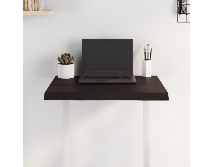 Sonata H Плот за маса тъмнокафяв 60x40x(2-4) см обработен масивен дъб