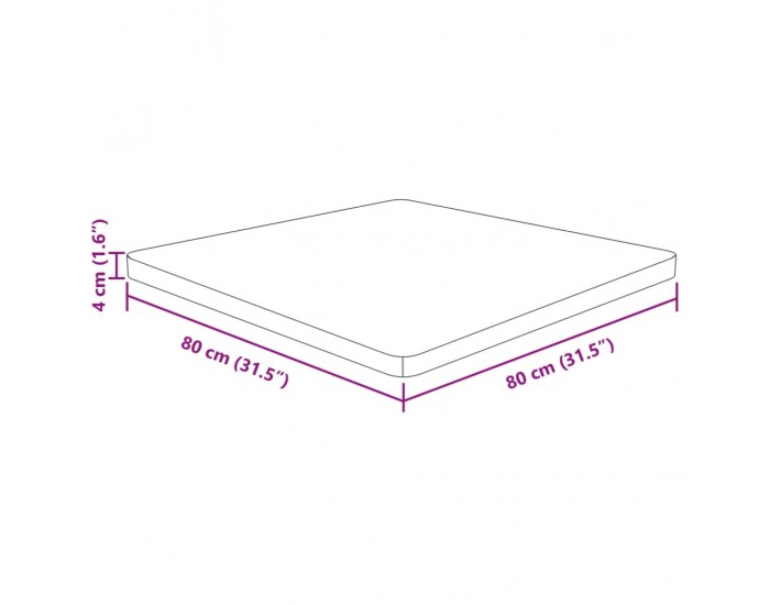 Sonata H Квадратен плот за маса, тъмнокафяв, 80x80x4 см, дъб масив