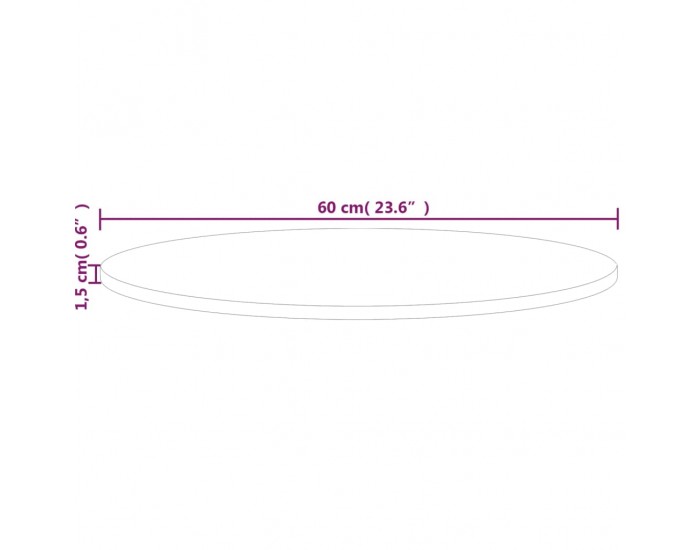 Sonata H Кръгъл плот за маса, Ø60x1,5 см, необработен дъб масив