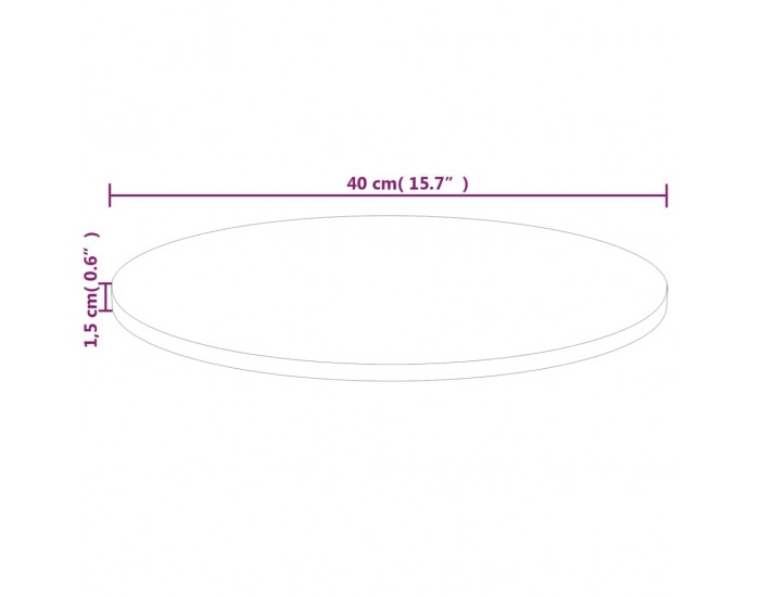 Sonata H Кръгъл плот за маса, Ø40x1,5 см, необработен дъб масив
