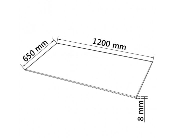 Sonata H Темпериран стъклен плот за маса, правоъгълен, 1200x650 мм