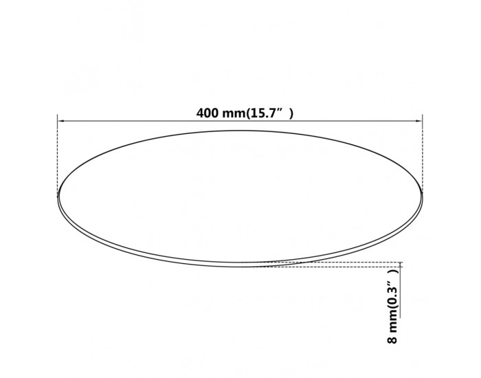 Sonata H Темпериран стъклен плот за кръгла маса, 400 мм