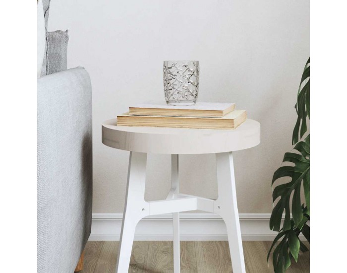 Sonata H Плот за маса, кръгъл, бял, Ø30x3 см, бор масив