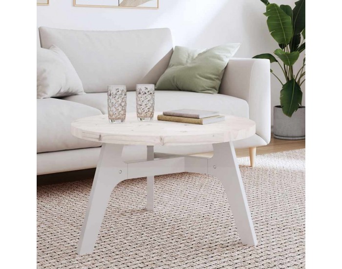 Sonata H Плот за маса, кръгъл, бял, Ø70x3 см, бор масив