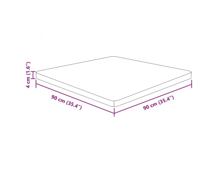Sonata H Квадратен плот за маса, 90x90x4 см, необработен дъб масив