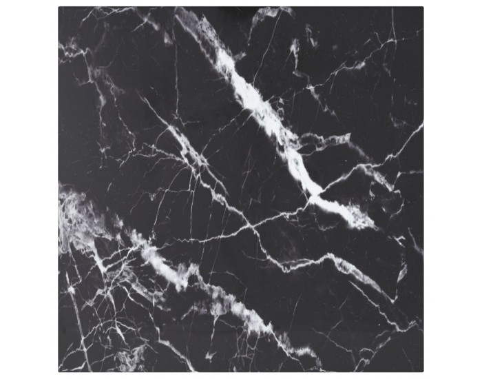 Sonata H Плот за маса черен 60x60см 6мм закалено стъкло мраморен дизайн