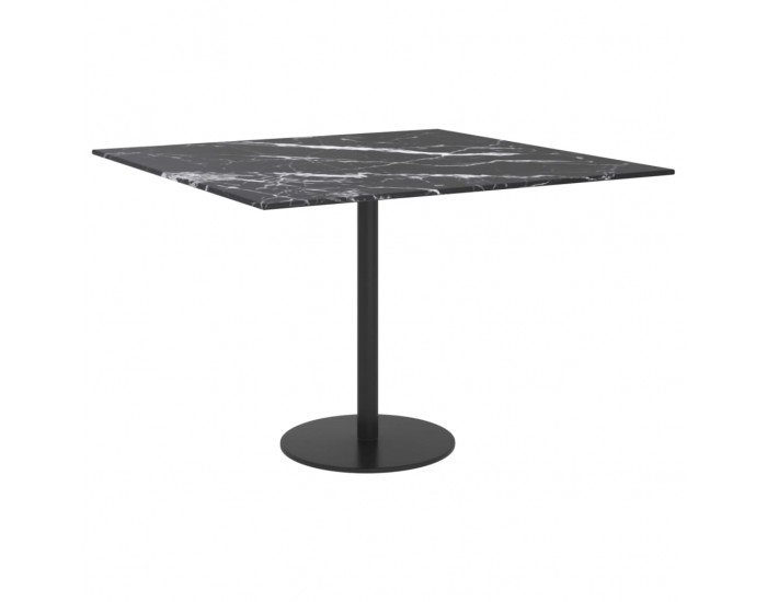 Sonata H Плот за маса черен 60x60см 6мм закалено стъкло мраморен дизайн