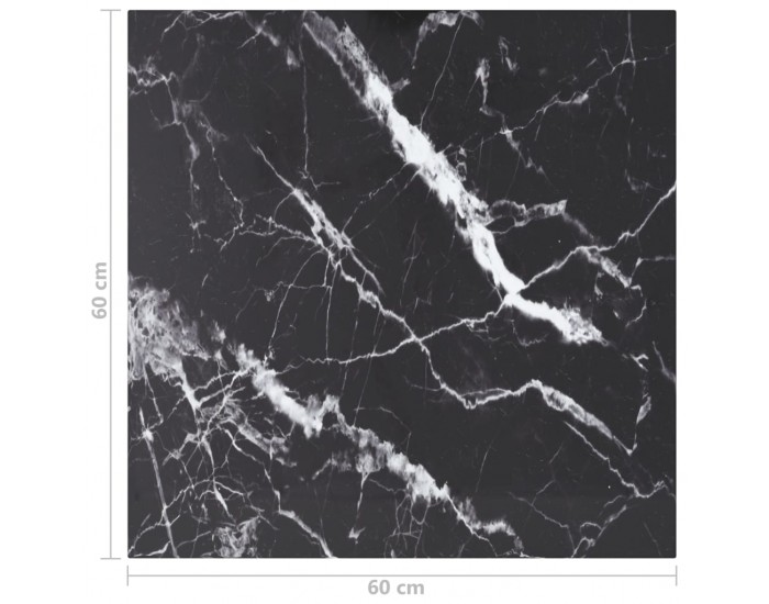 Sonata H Плот за маса черен 60x60см 6мм закалено стъкло мраморен дизайн