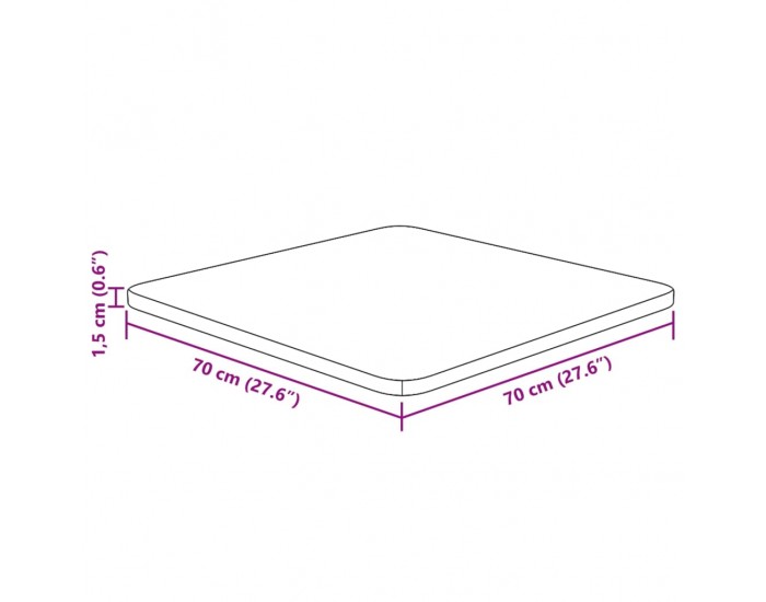 Sonata H Квадратен плот за маса, светлокафяв, 70x70x1,5 см, дъб масив