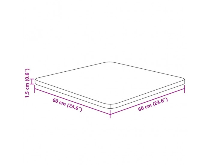 Sonata H Квадратен плот за маса, 60x60x1,5 см, необработен дъб масив