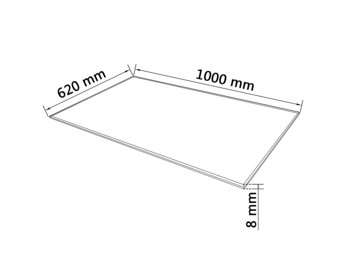 Sonata H Темпериран стъклен плот за маса, правоъгълен, 1000x620 мм