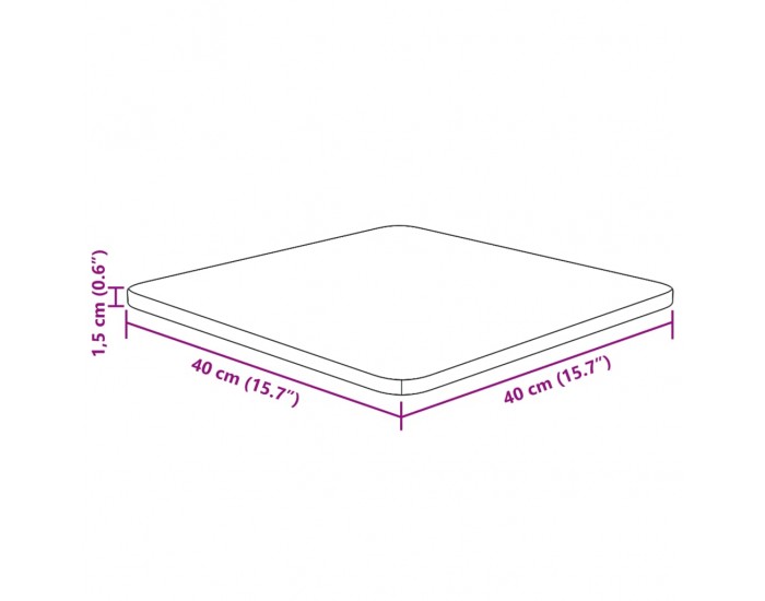 Sonata H Квадратен плот за маса, 40x40x1,5 см, необработен дъб масив
