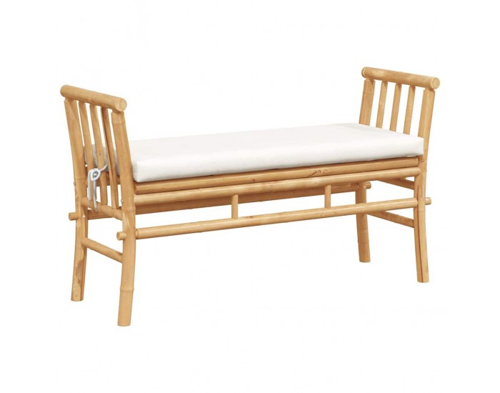 Sonata H Градинска пейка с възглавница Кафяво 110 x 38 x 65 см бамбук