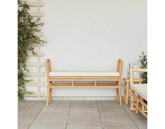 Sonata H Градинска пейка с възглавница Кафяво 110 x 38 x 65 см бамбук