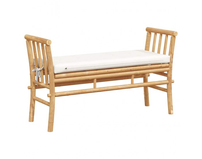 Sonata H Градинска пейка с възглавница Кафяво 110 x 38 x 65 см бамбук