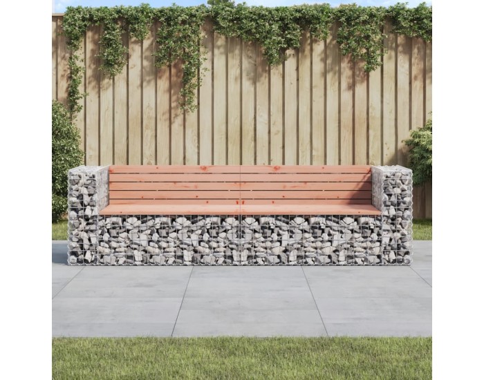 Sonata H Градинска пейка габион 244x71x65,5 см дугласко дърво масив