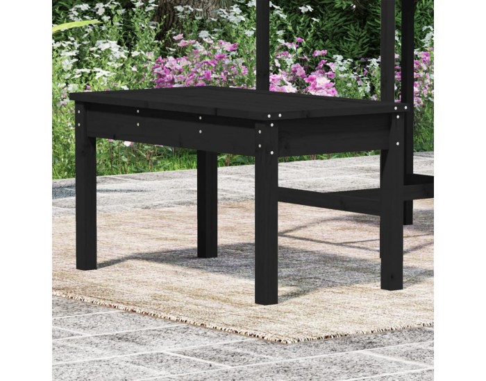 Sonata H Градинска пейка, черна, 80x44x45 см, борово дърво масив