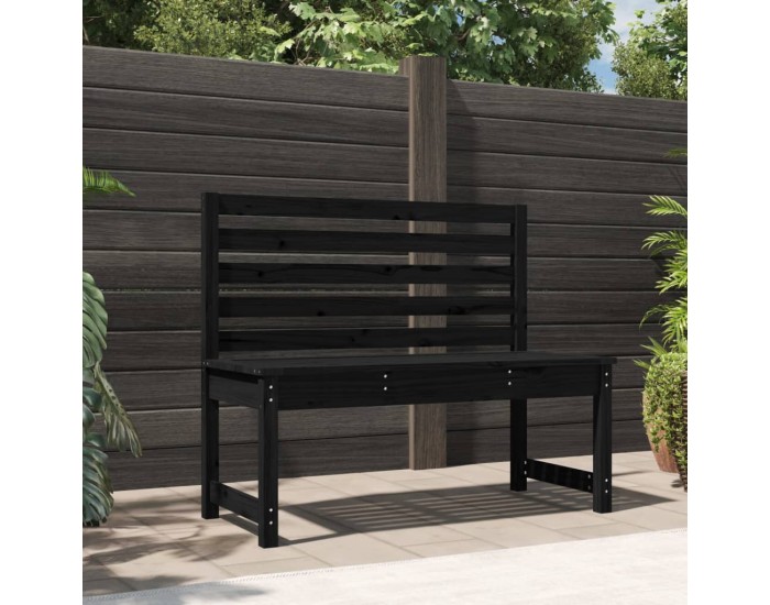Sonata H Градинска пейка, черна, 109 см, борово дърво масив