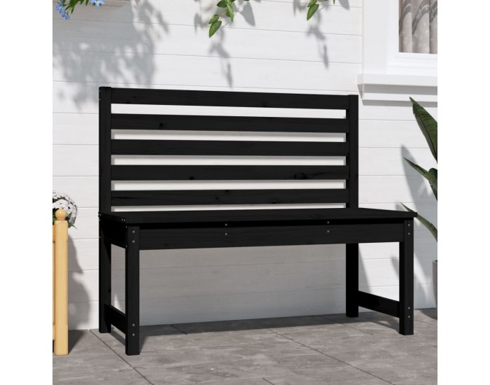 Sonata H Градинска пейка, черна, 109 см, борово дърво масив