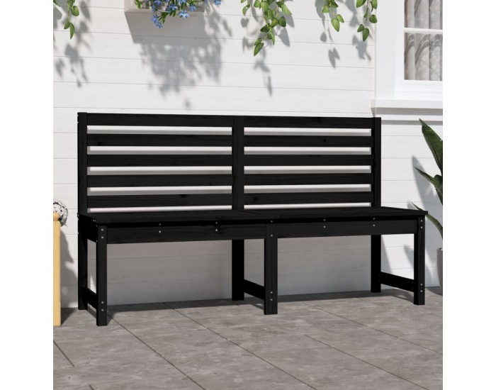Sonata H Градинска пейка, черна, 157,5 см, борово дърво масив