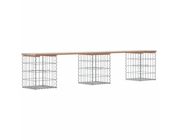 Sonata H Градинска пейка габионен дизайн 203x31x42 см борово дърво масив