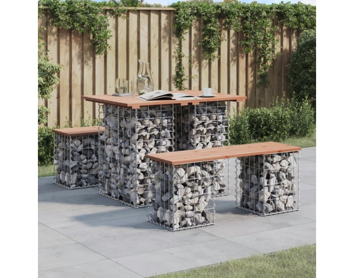 Sonata H Градинска пейка дизайн габион 100x70x72 см дугласко дърво масив