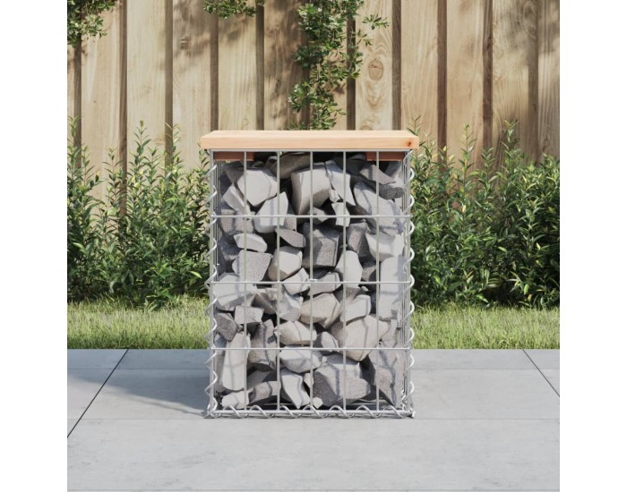 Sonata H Градинска пейка габионен дизайн 33x31x42 см борово дърво масив