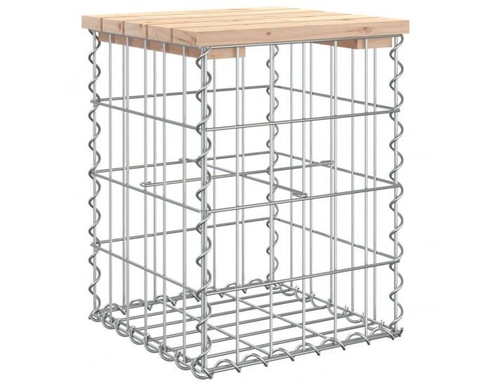 Sonata H Градинска пейка габионен дизайн 33x31x42 см борово дърво масив