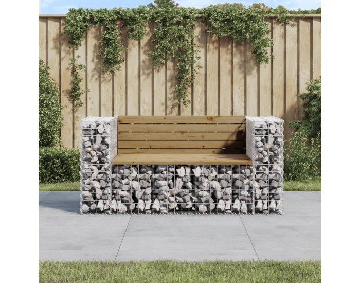 Sonata H Градинска пейка габионен дизайн 143x71x65,5 см импрегниран бор