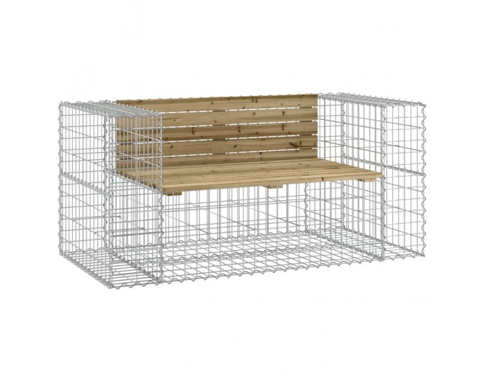 Sonata H Градинска пейка габионен дизайн 143x71x65,5 см импрегниран бор