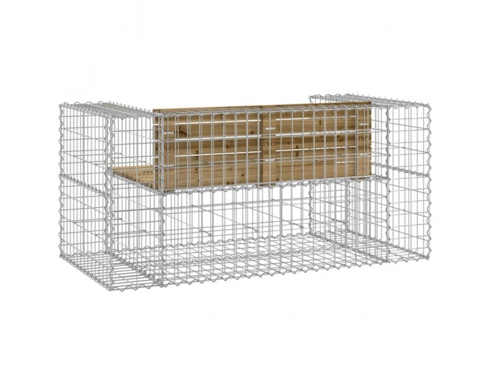 Sonata H Градинска пейка габионен дизайн 143x71x65,5 см импрегниран бор