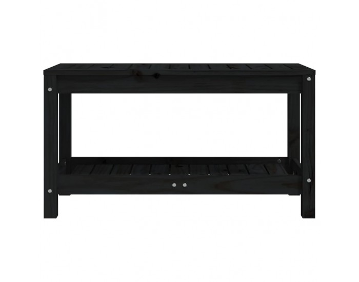 Sonata H Градинска пейка, черна, 82,5x35x45 см, борово дърво масив