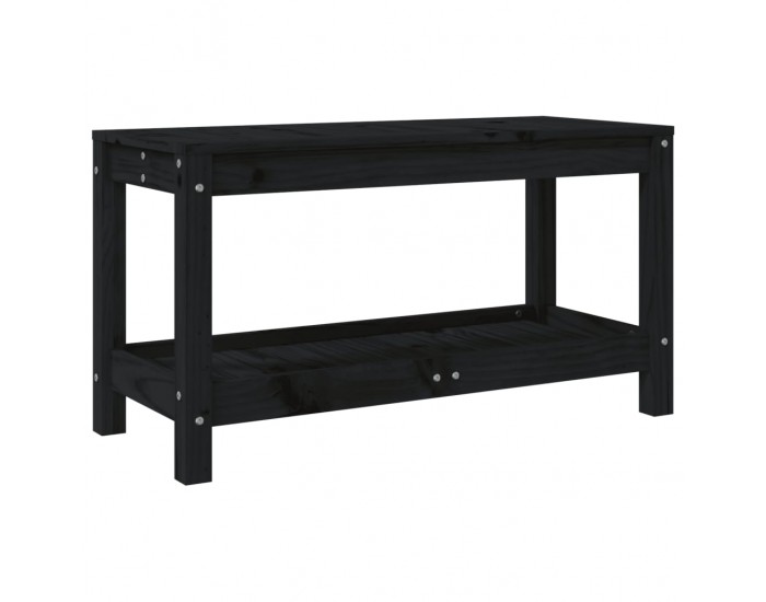 Sonata H Градинска пейка, черна, 82,5x35x45 см, борово дърво масив