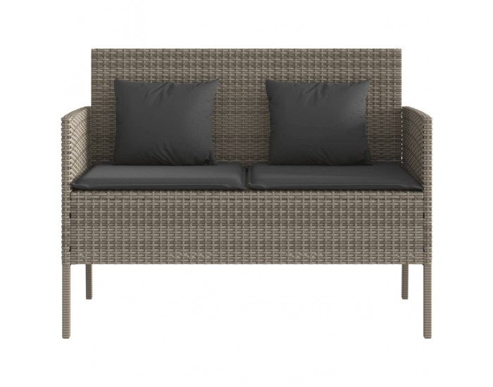 Sonata H Градинска пейка с възглавници, сив, полиратан