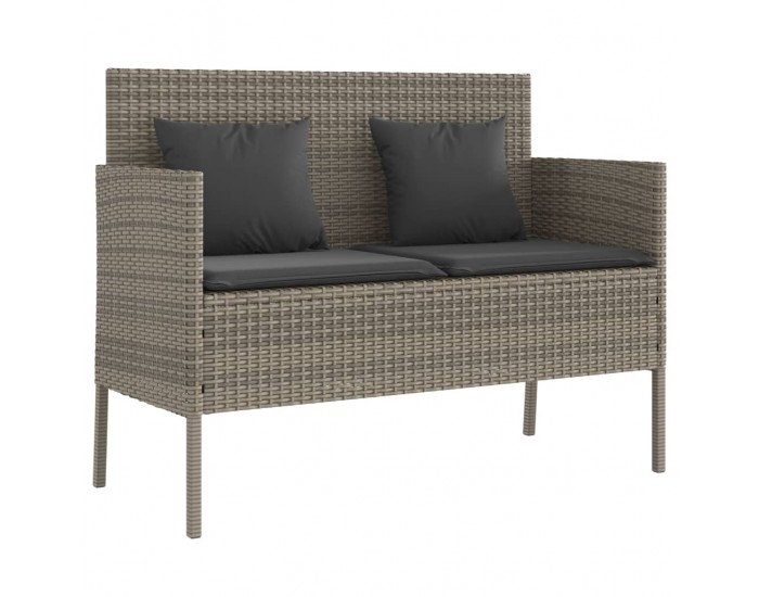 Sonata H Градинска пейка с възглавници, сив, полиратан