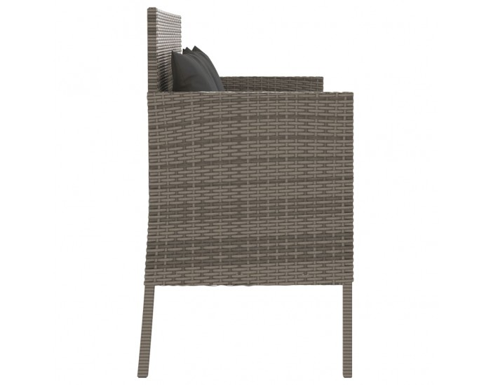 Sonata H Градинска пейка с възглавници, сив, полиратан