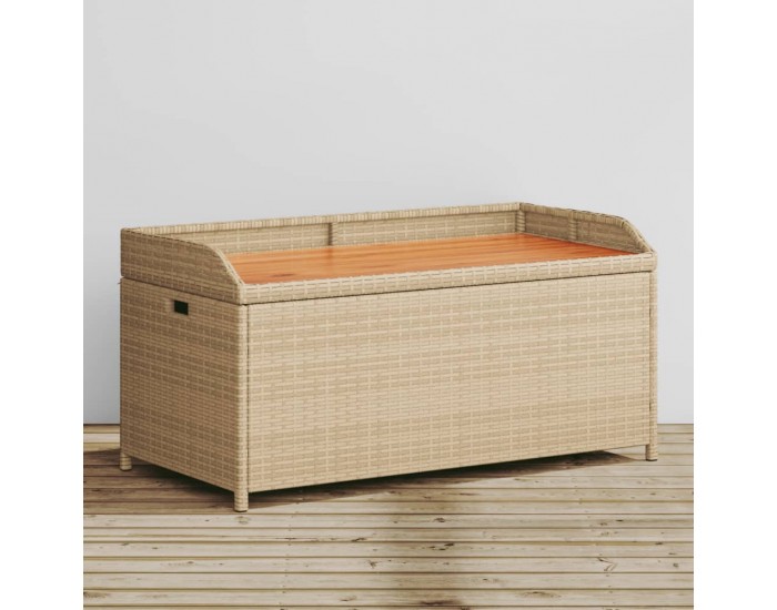 Sonata H Пейка за съхранение микс бежово 100x50x52 см полиратан и акация