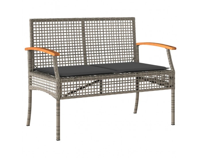 Sonata H Градинска пейка с възглавница сив полиратан и акация дърво