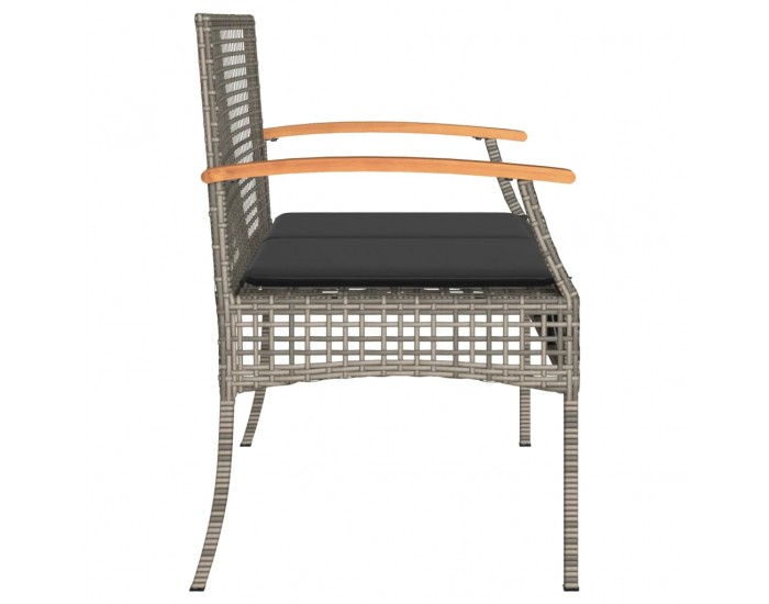 Sonata H Градинска пейка с възглавница сив полиратан и акация дърво