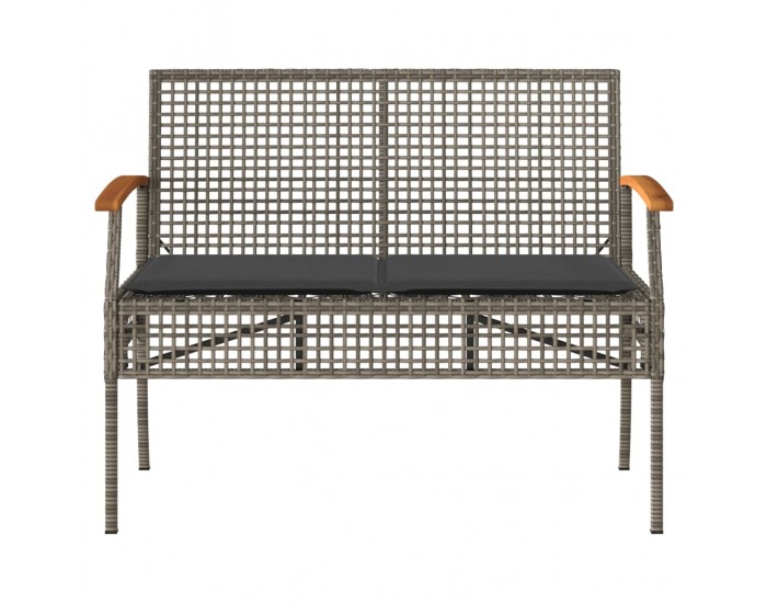 Sonata H Градинска пейка с възглавница сив полиратан и акация дърво