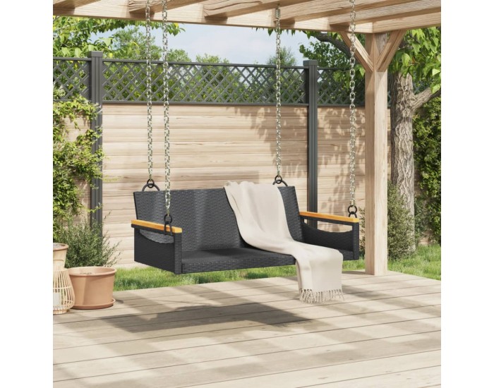 Sonata H Пейка люлка, черна, 109x62x40 см, полиратан